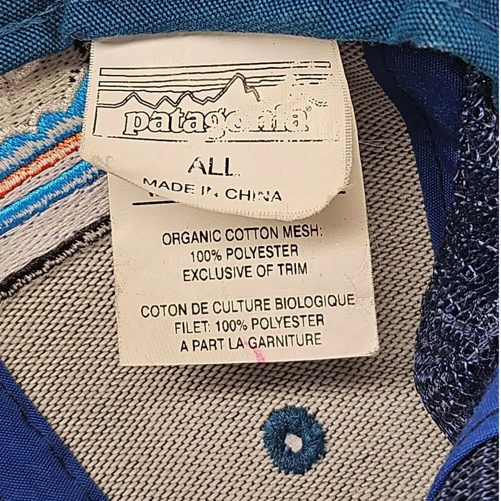 VINTAGE PATAGONIA TEAL MESH BACK SNAPBACK CAP – CLASSIC DESIGN – ORGANIC COTTON